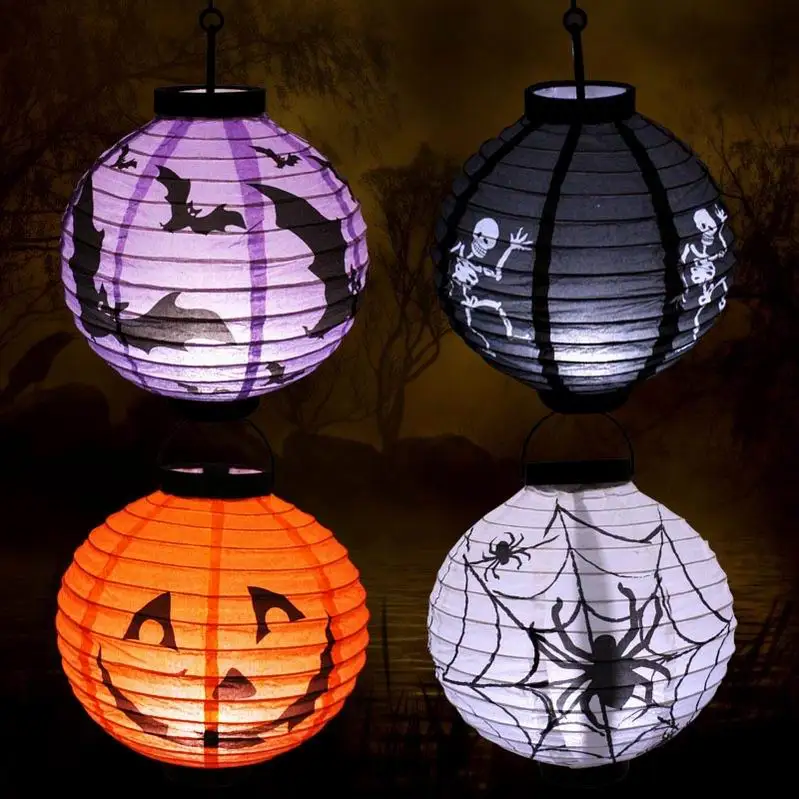 Description Picture 3 of item10inch Pumpkin lantern paper Halloween lanterns cartoon Bat lantern Halloween party decor Funny toys birthday party decor