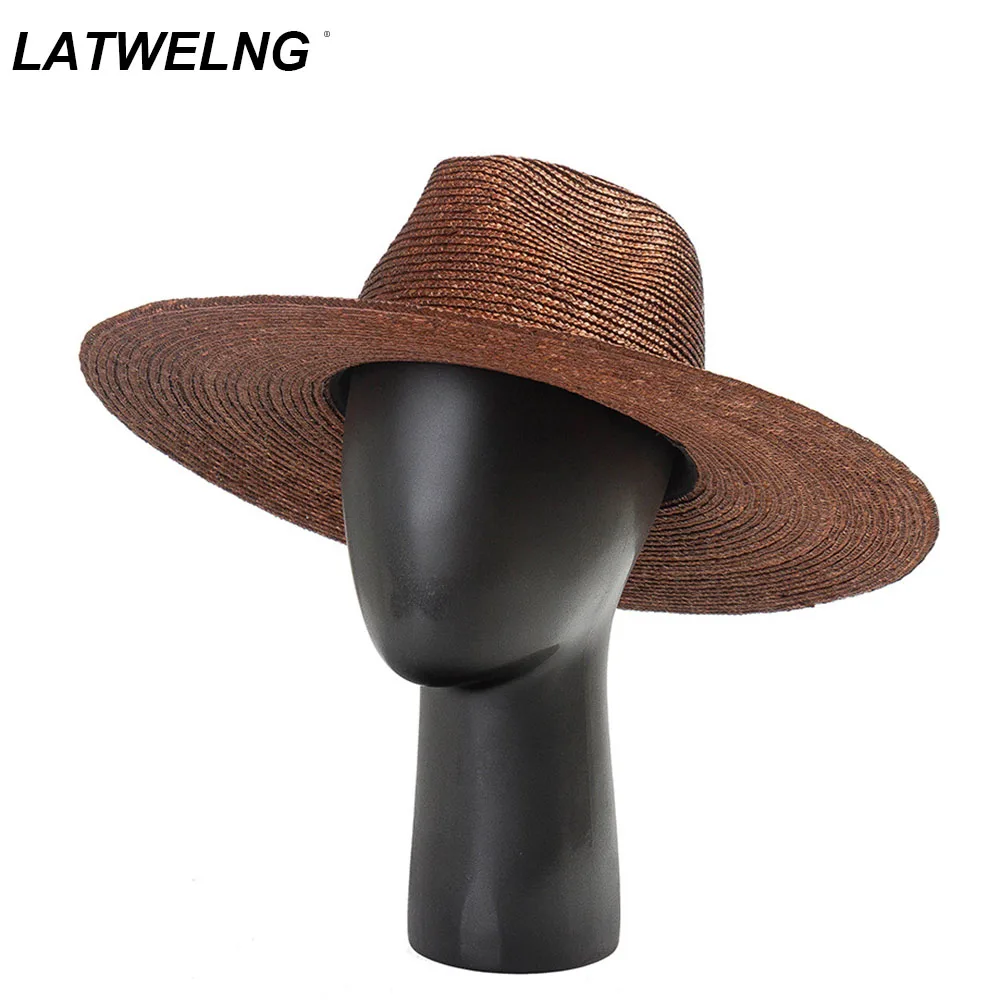 

2022 Large Brim Straw Hat For Women High-end Fine Straw Beach Hats Ladies Black Summer UV Hats Travel Sunscreen Outdoor Hat