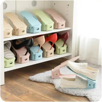 

Adjustable Shoe Organizer Durable Footwear Support Slot Stand Shoes Storage Rack Shoebox Space Saving Cabinet Closet