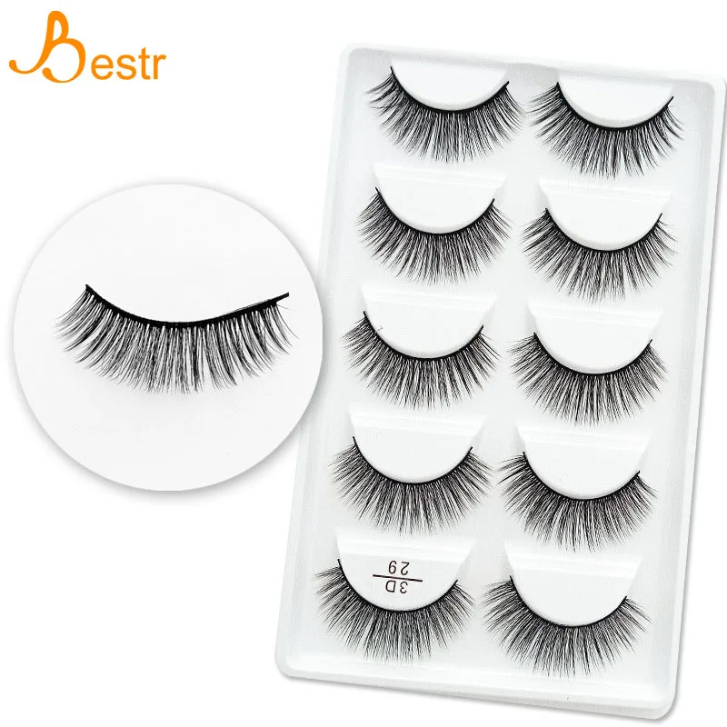 

3D Mink Lashes Natural Thick Fake Eyelashes Beauty Individual Clusters Silk False Eyelashes Extensions Makeup Tools 5 Pairs/Box
