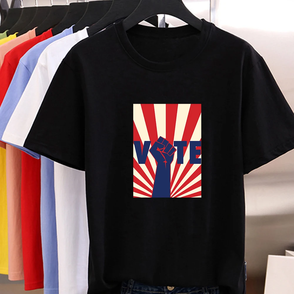 

Creative Personality Clothing Women T-shirt Vogue VOTE Printing Aesthetic Tops Harajuku Fine Loose Cheap Oversize Tshirt