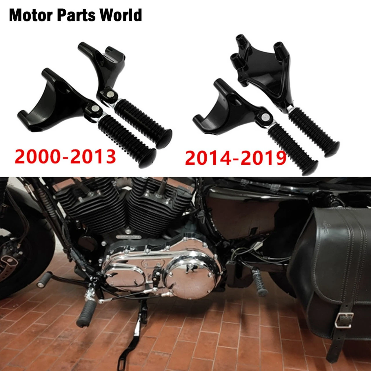 Motorcycle Rear Passenger Foot Pegs Mount Black Pedal Kits For Harley