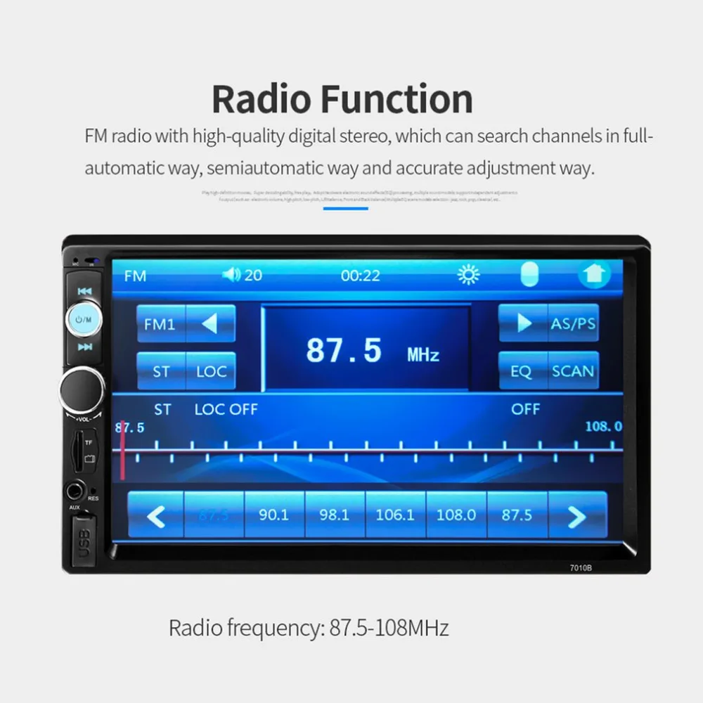 Авто двойной 2 DIN Автомобильный Bluetooth аудио 7in HD радио в тире сенсорный экран стерео MP3 MP5 плеер 7010B USB управление рулем