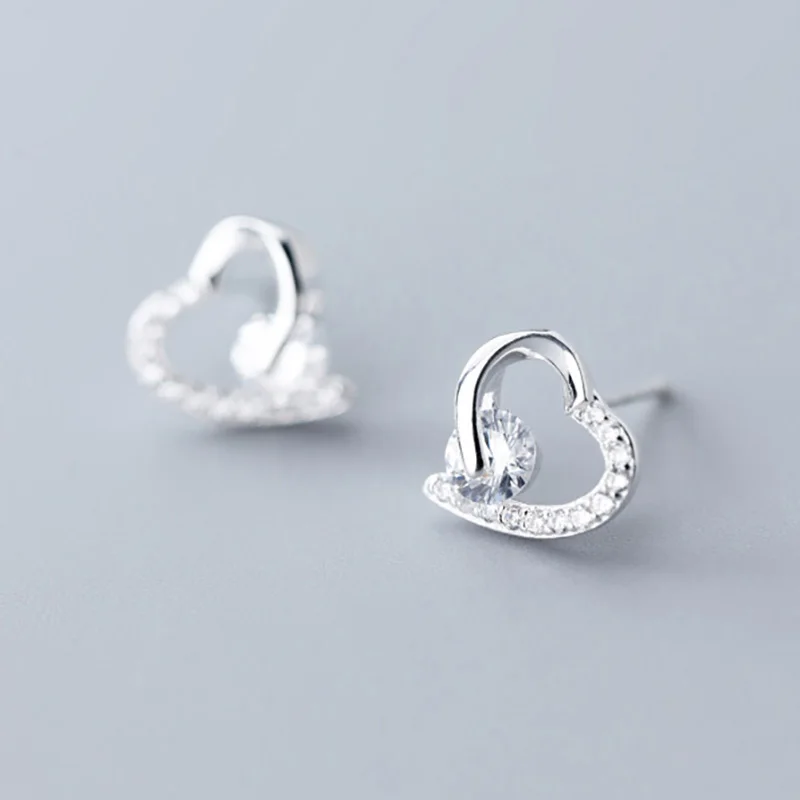 Trusta 925 пробы серебряные ювелирные изделия модные милые миниатюрные 8 мм X 7 мм полые серьги-гвоздики в форме сердца подарок для девочек, детей, леди DS514