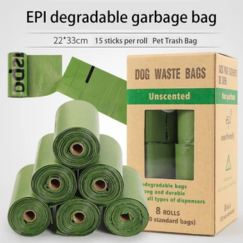 

8 Rolls/120Pcs Green Degradable Waste Bag Thicken Pet Dog Waste Bags Garbage Durable Cleaning Waste Bag