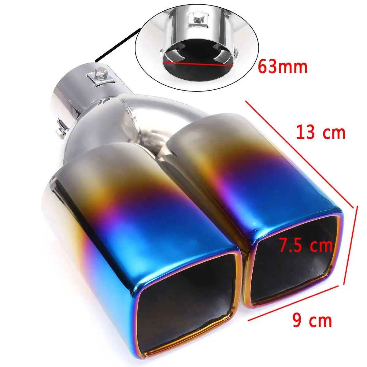 

2.5" 63mm Double Outlet Stainless Steel Car Muffler Exhaust Pipe Tip End Trim Modified Tail Throat Liner Pipe Titanium Black