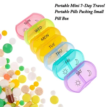 

1PC Portable 7 Days Weekly Pill Boxes 14 grid Morning Night Medicine Storage Plastic Mini Container Healthy care tool