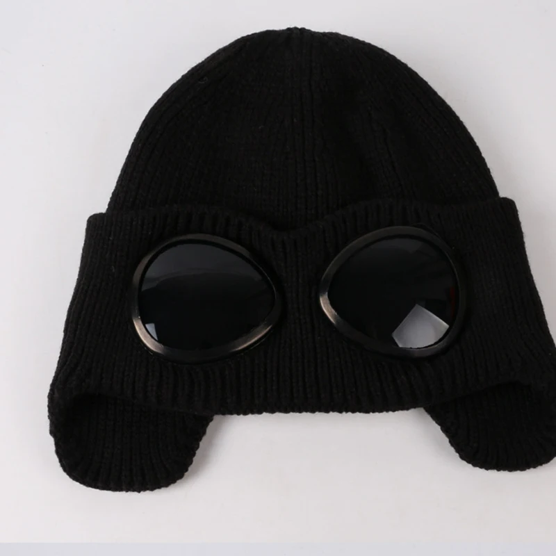 ZLD Новая мода Осень Зима Толстая холодная вязаная шапка, шапочка Skullies Шляпа Ветрозащитный шлем летчика Женские повседневные очки шерстяная шапка