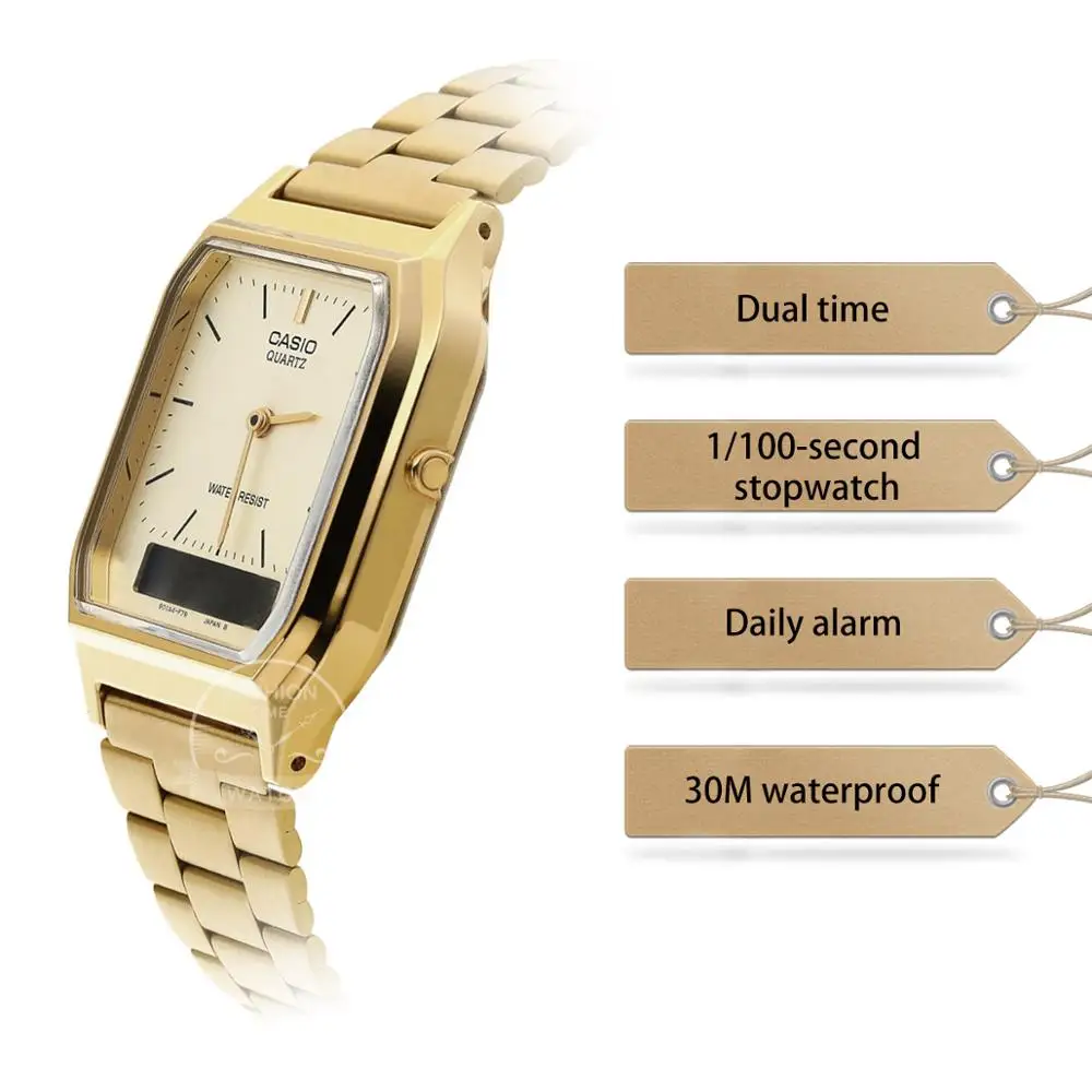 Casio часы золотые часы мужчины лучший бренд класса люкс двойной дисплей водонепроницаемые кварцевые цифровые мужские часы спортивные военные наручные часы relogio masculino reloj hombre erkek kol saati montre homme