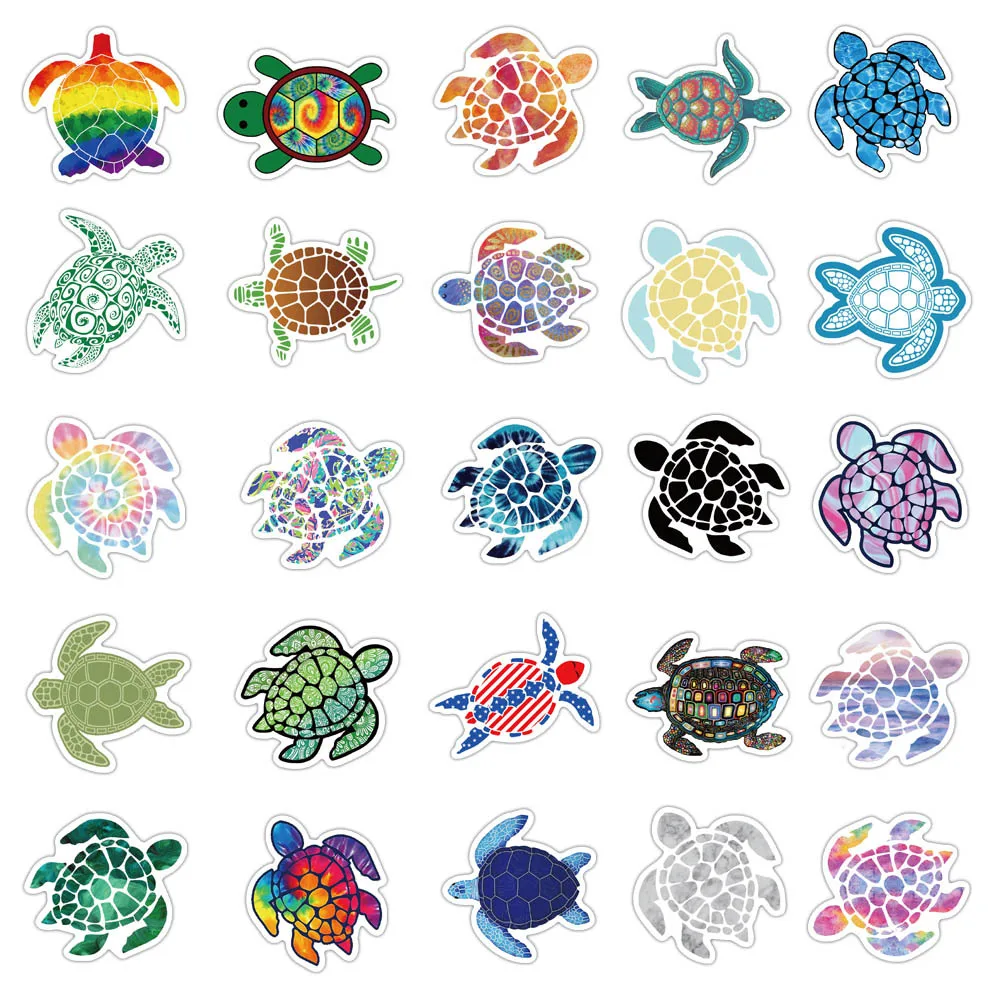 50pcs cute girl Stickers Sea Turtle Summer surf beach decal hydro flask sticker For Laptop Fridge Phone Skateboard Suitcase