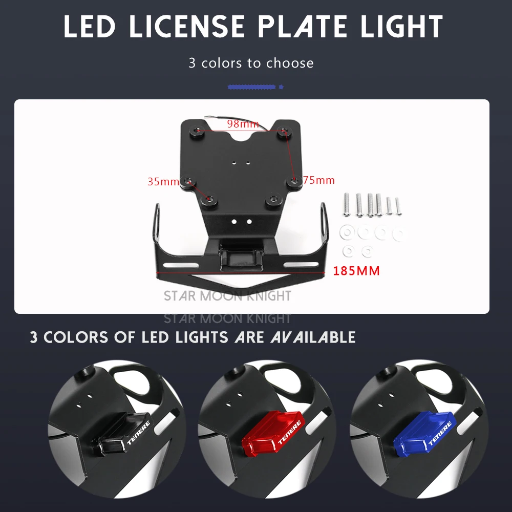 Motorcycle Rear License Plate Holder Bracket with Light Tail Tidy Fender Eliminator for Yamaha Tenere 700 XT700Z Tenere700-motorcycle license plate holder