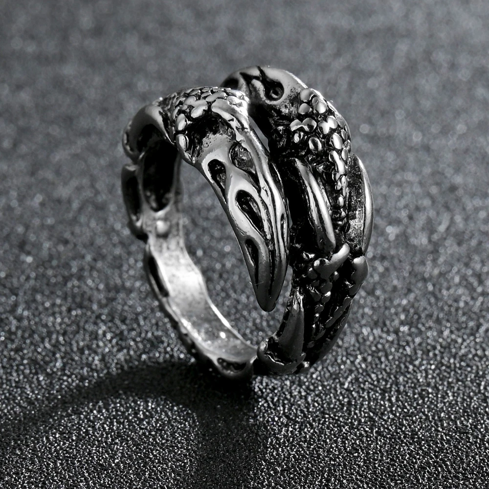 Gothic Vintage Eagle Claw Rings for Men Women Opening Jewelry Ring Accessories Punk Halloween Decorations anillos para hombre | Украшения и
