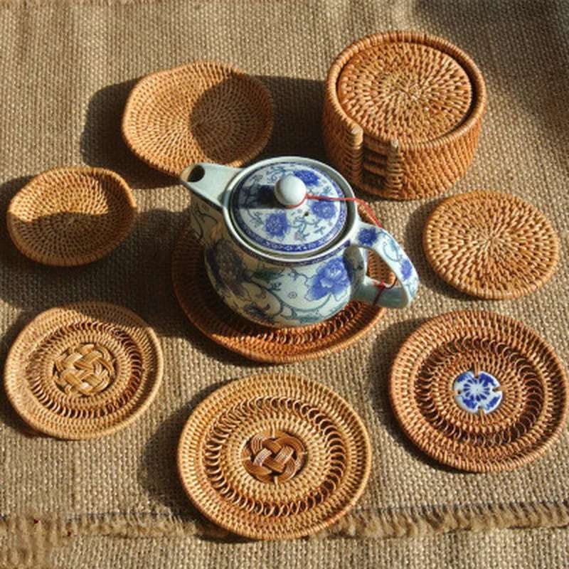 Современный термоизоляционный коврик из ротанга ручной работы Домашний
