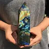 Large Natural Labradorite Obelisk Quartz Crystal Wand Point healing 1