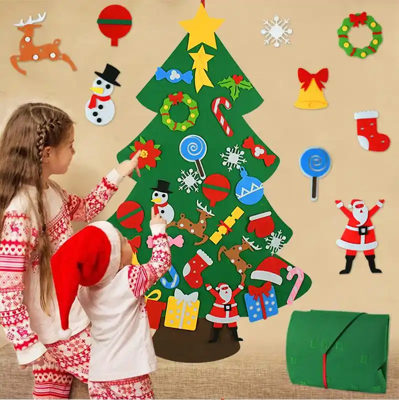キッズdiyフェルトクリスマスツリークリスマスの装飾ナヴィダード21新年ギフトクリスマスオーナメントサンタクロースクリスマスツリー 木 Aliexpress