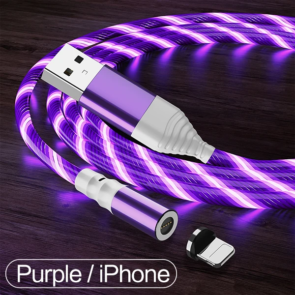 POPSTAND Магнитный кабель Micro USB для iPhone samsung, кабель для быстрой зарядки и передачи данных, магнитный кабель для зарядного устройства usb type C, кабель для мобильного телефона - Цвет: purple cable-Apple