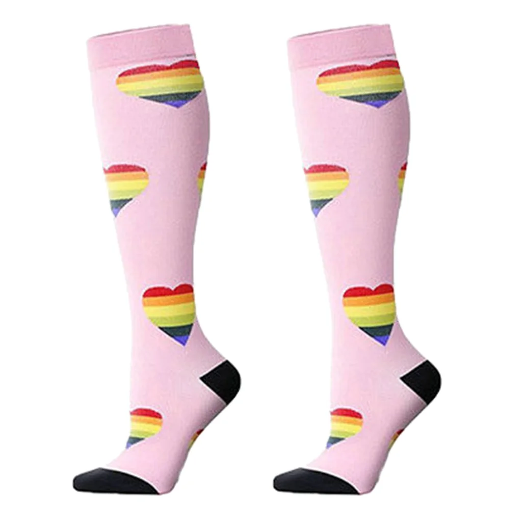 1 Pair Women Sports Leg Support Sleeves Compression Socks Pink Blue Gray M/S XL/L