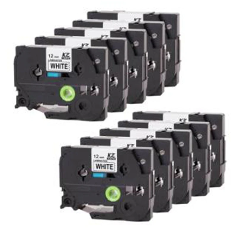 

10 Pcs Compatible for Brother Label Tape P-Press Label Printer Ribbon Label Maker 12Mm x 8M Black