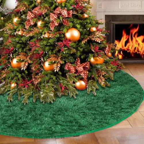 

Soft Plush Christmas Tree Skirt Base Floor Mat Cover Christmas Party Decor Ornament