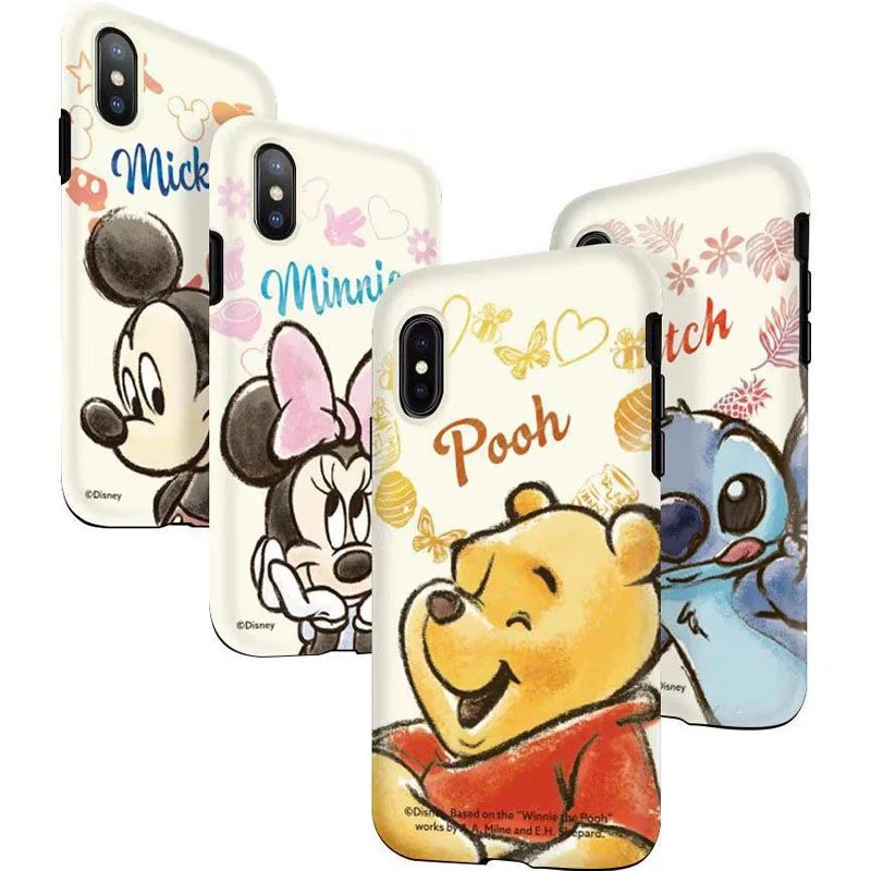 Original Disney Mickey Mouse Winnie The Pooh Stitch Anime Figure IPhoneX IPhoneXS Max IPhone Samsung Note10 Anti-drop Phone Case