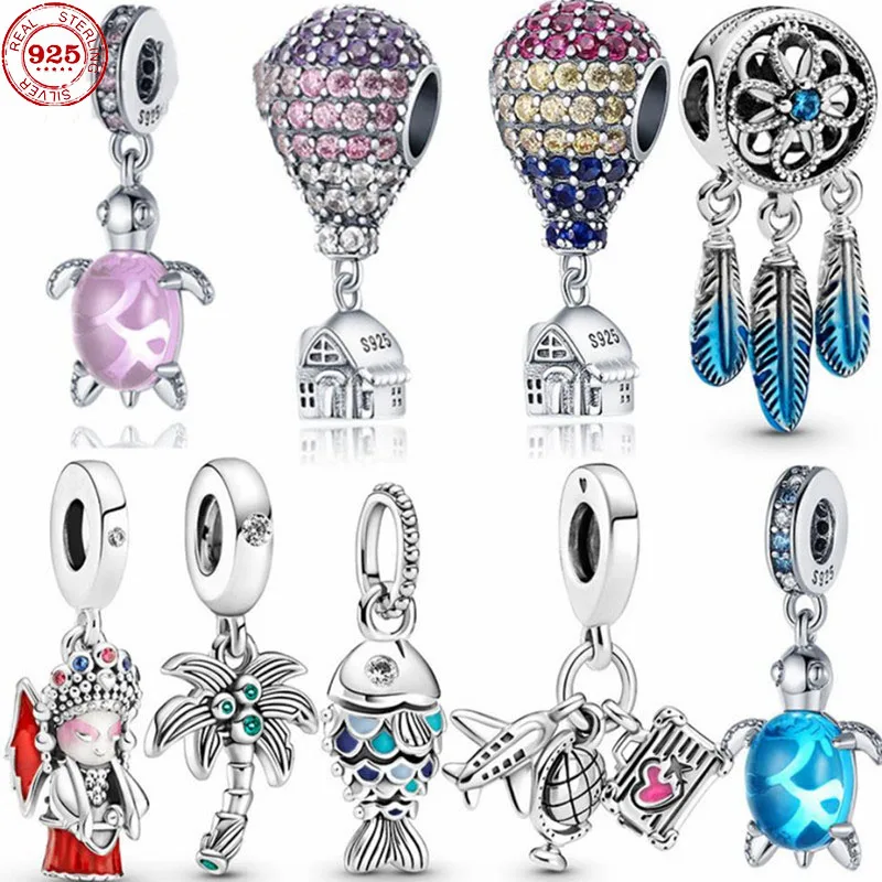 925 Sterling Silver Turtle hot air balloon tree fine beads Fit Original Pandora Charm Bracelet Jewelry | Украшения и аксессуары