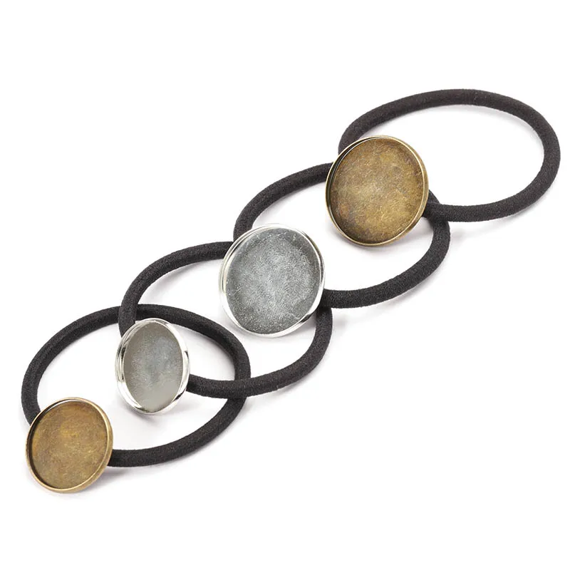 Новинка 10 шт. лента для волос 20/25 мм Кабошон База держатель с резинкой веревочная