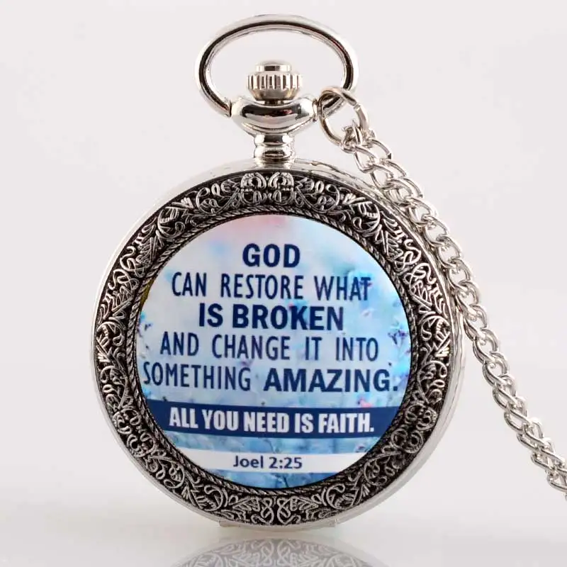 Новые серебряные кварцевые карманные часы с изображением бога может