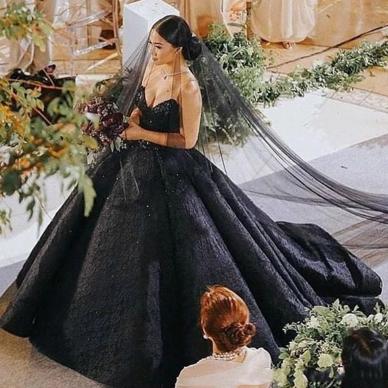 black evening gown with train