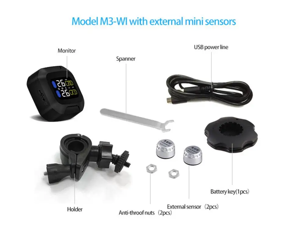 CAREUD M3 беспроводной мотоцикл TPMS покрышка Автомобильная сигнализация Aotu 2 Внешний датчик Moto TPMS датчик системы контроля давления в шинах