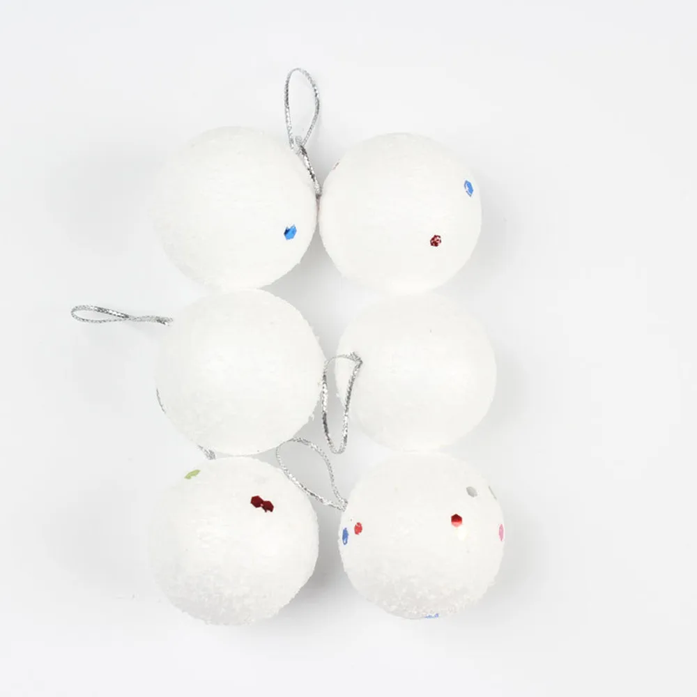 6 шт 40 мм белый Рождественский шар снежок пенопластовые шары вечерние украшения для рождественской елки подвесные рождественские украшения для дома kerstballen