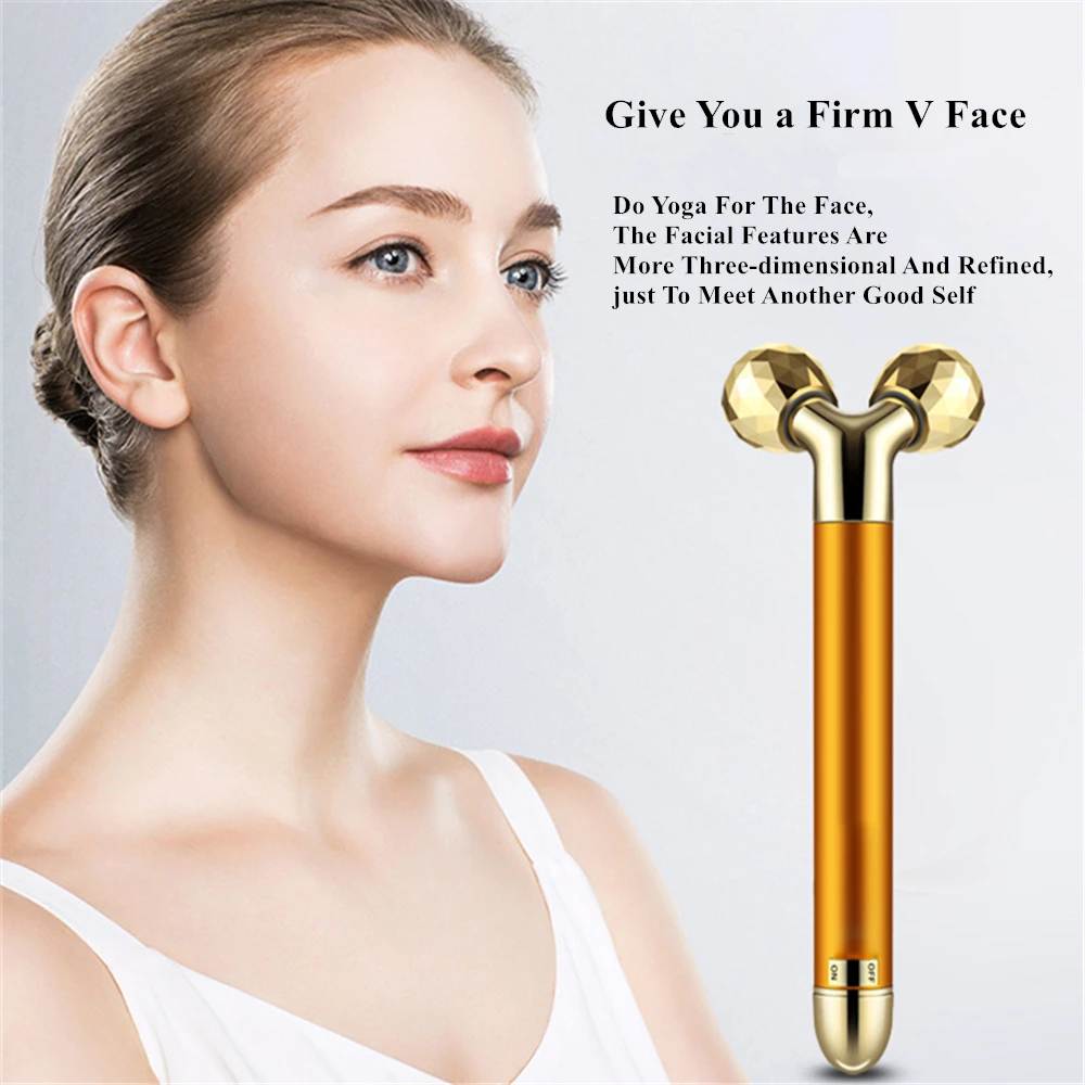 24k Gold Energy Beauty Bar Набор 3D вибрирующий семейный роликовый массажер для лица палочка