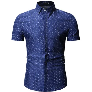 

2020 Summer Fashion New Men's Casual Boutique Shirt / Men's Slim Short Sleeve Polka Dot Floral Print Shirt
