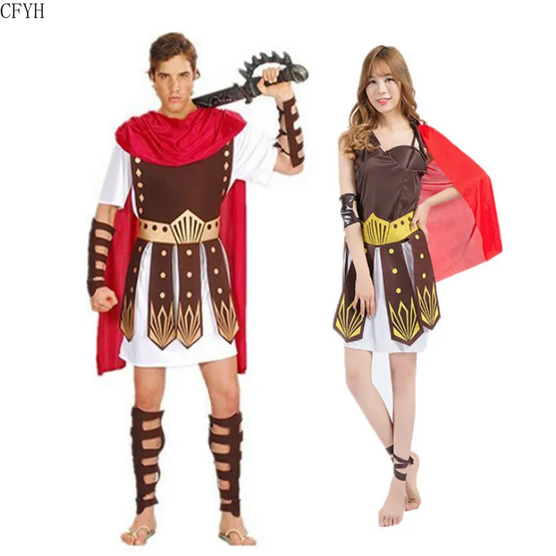 

Ancient Roman Warrior Gladiator Cosplay Costumes Masquerade Party Women Men Knight Julius Caesar Halloween Adult Couple Cotume