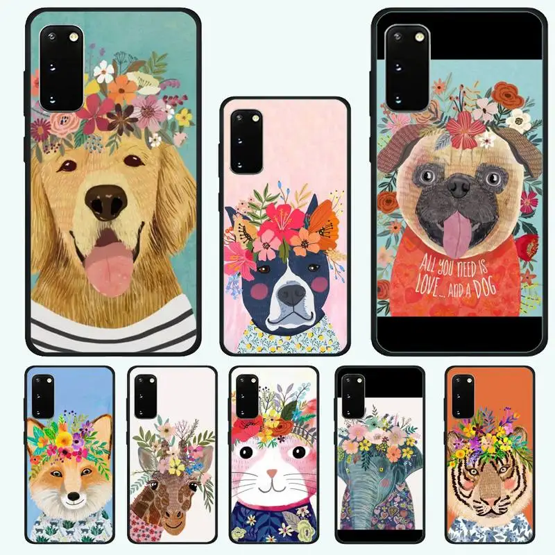 Милый чехол для телефона с животными кошкой тигром слоном цветком Samsung J 4 5 6 7 8 Prime