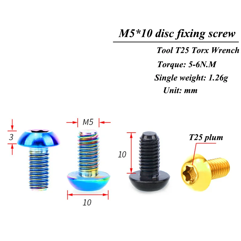 RISK 12 шт. M5x10mm T25 Ti болты ротора дискового тормоза для MTB велосипеда шоссейного велосипеда титановый винт ротора Torx для Avid Sram Ultralight, d