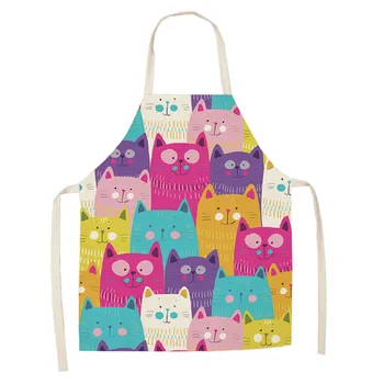 

Adult Cotton Sleeveless Apron Linen Totoro Printed Chef Kitchen Aprons Women Home Cooking Baking Waist Bib Pinafore Apron