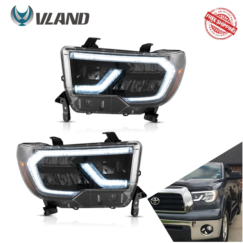 Vland Car Lamp Assembly For Toyota Sequoia 2008-2018 Headlights Sequential Turn Signal 2007-2013 Tundra Full LED Front Light | Автомобили
