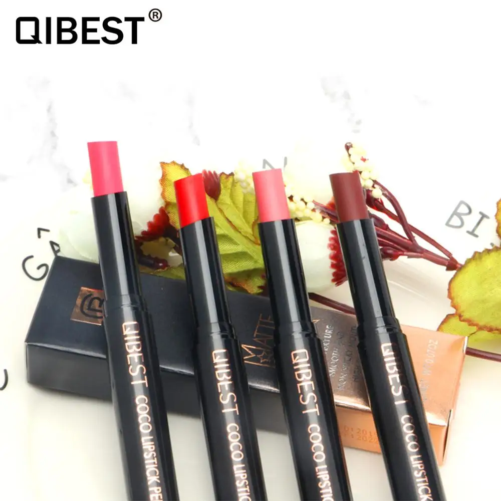 Qibest, матовая губная помада, карандаш, earth nude, тон, темно-красный, крем для губ, водостойкий, стойкий, автоматический, коричневый, губная помада, карандаш, QB044