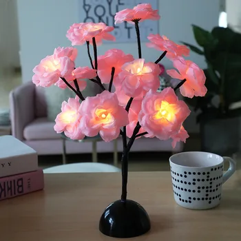 

LED Battery Camellia Chrysanthemum Flower Tree Night Light Atmosphere Decorative Lamp Bedroom Wedding Holiday Light