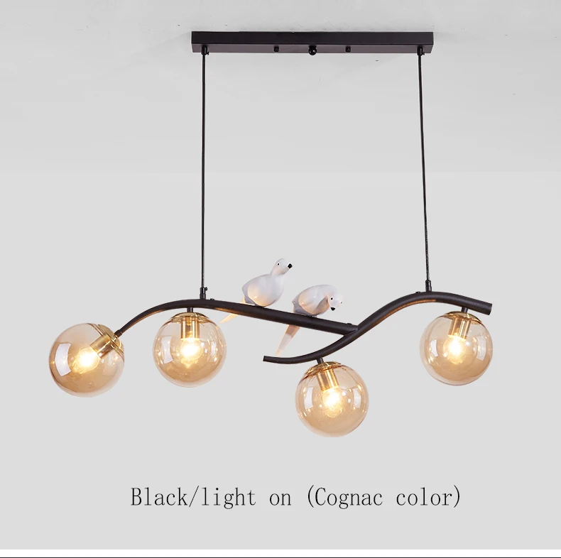 modern chandelier lights Nordic Pendant Lights For Kitchen Decorate Modern Dining Room Long Table Glass Chandelier Black Gold Creative Bird Hanging Lamp mid century modern chandelier