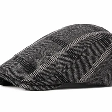 Осенне-зимняя мужская шапка, береты, британский западный стиль, шерсть, усовершенствованная плоская кепка плюща, Классическая винтажная полосатая Кепка