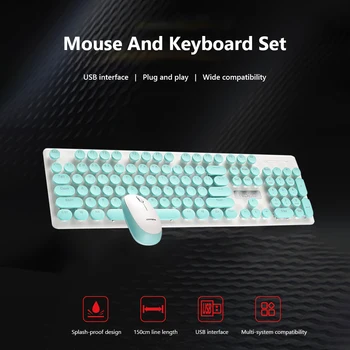 2 4G Wireless Mechanical Keyboard and Mouse Mini Multimedia Full size Keyboard Mouse Combo Set