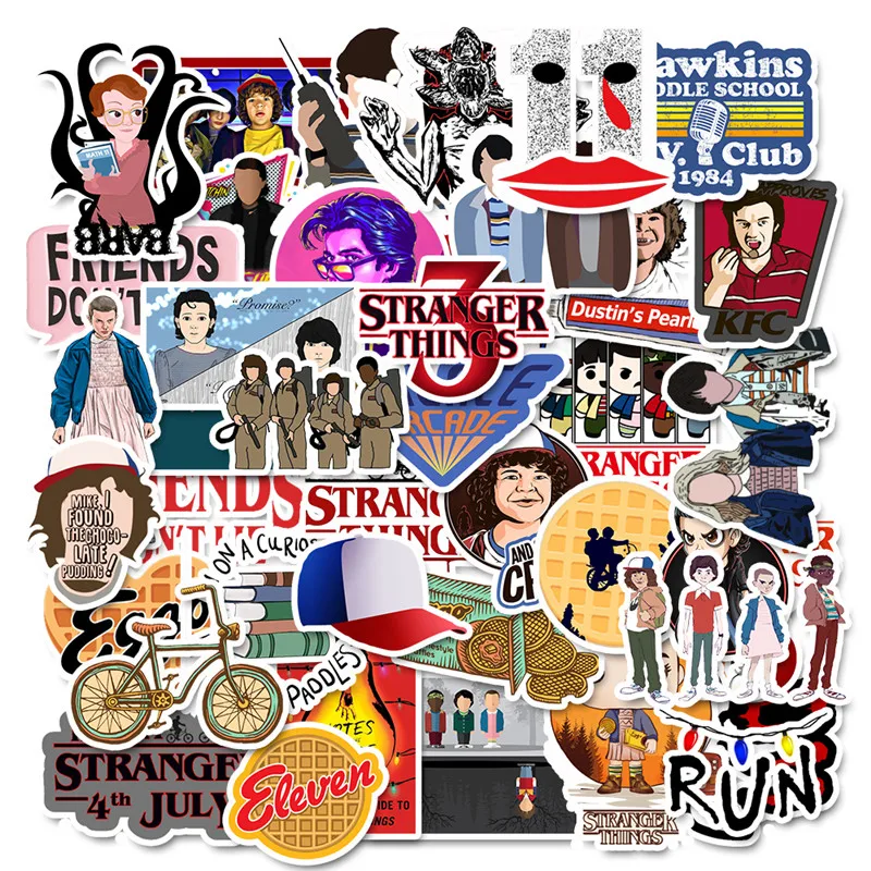 50 Pcs Stranger Thing Figure Stickers Set refrigerator Sticker For Luggage Skateboard Motorcycle Laptop Waterproof Sticker