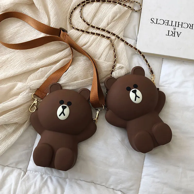 Модная повседневная сумка для мобильного телефона с медведем клатч милая