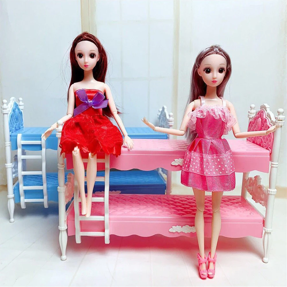 Muebles de plástico para muñecas Barbie, casa de juego para niños, muñecas de juguete, simulación europea, cama doble de princesa, accesorios para muñecas|Muñecas| - AliExpress