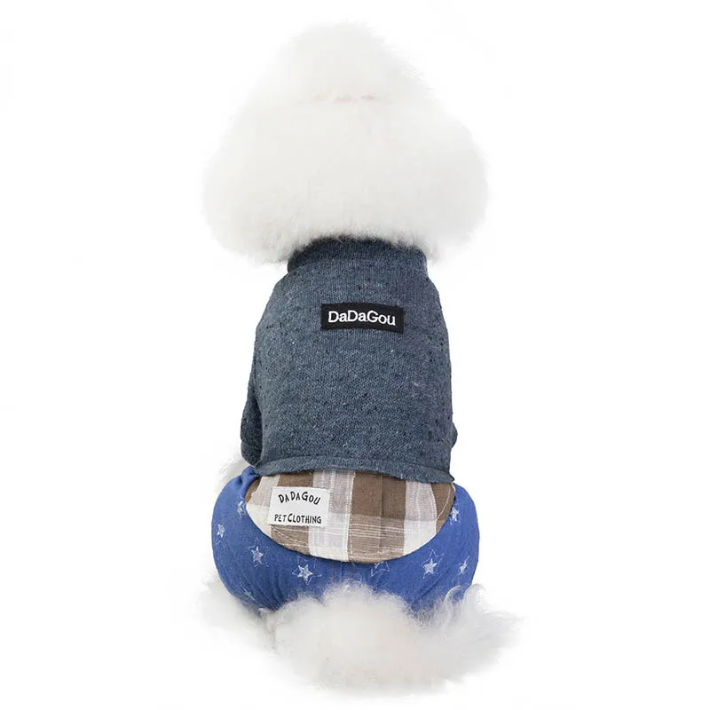 Cute Pentagram Dog Jumpsuit Winter Warm Fleece Small Dog Cat Coat Jacket Chihuahua Shirt Hoodie Clothes For Pitbull