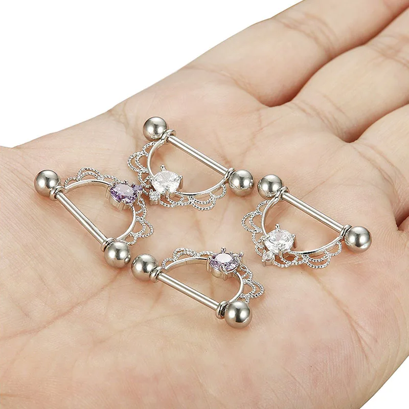 ANNEAU DE PIERCING,1707SRCLBagues Pour Tétons En Zircon, 1 Paire, Nouveau, Bijoux De Corps
