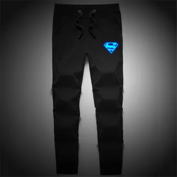 

Superman Superhero Luminous Pants Autumn Winter Mens Casual Joggers Fitness Long Trousers Workout Sweatpants Plus Size