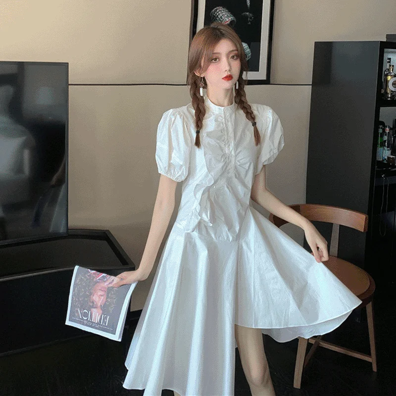 

Корейская мода 2021, белое летнее платье, эстетическая кавайная одежда, Харадзюку, восьмиядерное Элегантное Длинное Платье
