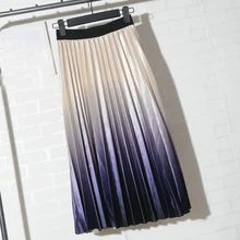 Новая Осенняя коллекция года, Женская винтажная пачка, юбки с градиентом, длинные юбки с высокой талией, плиссированная Зимняя юбка, Женская велюровая юбка jupe femme